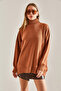 Women's Tan Turtleneck Oversize Knitwear Sweater Stk281 - 6