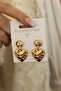 Heart and star patterned gold women's earrings - 3