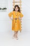 Girl's Yellow Belt Necklace Lace Dress - 6