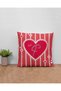 Valentine's Day Themed Fuchsia Pink Heart Letter F Stone-Look Pillow Cover - 2