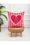 Valentine's Day Themed Fuchsia Pink Heart Letter E Stone-Look Pillow Cover
