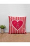 Valentine's Day Themed Fuchsia Pink Heart Letter E Stone-Look Pillow Cover - 2