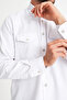 Men's White Double Pocket Lycra Lewis Model Gabardine Fabric Denim Shirt - 4
