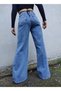 Blue Snow Wash Extra High Waist Wide Leg Palazzo Loose Jean Trousers - 5