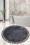 Relax Anthracite Round 120x120 Cm Pompom Fringed Non-Slip Base Machine Washable Bath Mat