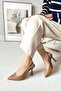 Spark Matte Leather Cappuccino Brown Mink Pointed Toe Back Open Stiletto Heeled Women's Shoes - 2