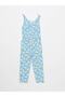 U-Neck Patterned Cotton Girl's Jumpsuit