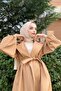 Belted Mustard Balloon Sleeve Trench