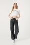 Smoke Color Lycra High Waist Loose Jeans Wide Leg Jeans - 2