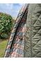 Women's Large Size Plaid 105 Cm Seasonal Khaki Quilted Coat 1044 - 5