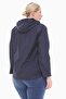 Women's Large Size Hooded Navy Blue Fleece Raincoat 1005 - 5
