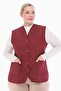 Women's Large Size Plaid Claret Red Quilted Vest 1037 - 4