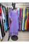 Authentic Voile Cotton Lace Detailed Short-Length Double Pocket Purple Dress - 4