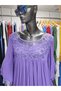 Authentic Voile Cotton Lace Detailed Short-Length Double Pocket Purple Dress - 5