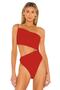 Women's Red Gathered Silk Jersey Bodysuit - 2