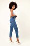 Blue Lycra High Waist Boyfriend Elastic Waist Mom Jeans Jeans - 2
