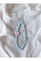 Pink Crystal Detailed Heart Glittering Phone Accessory Charm Lanyard with Pearls - 2