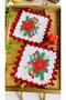 2 decorative poinsettia patterned cocktail coffee side serving napkins