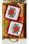 2 decorative poinsettia patterned cocktail coffee side serving napkins - 8