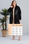 Women's Sequin Block Pattern Faux Leather Detail Open Front Pocketed Stretchy Viscose Cardigan - 3