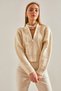Women's Beige Pearl Stone Embroidered Knitwear Cardigan 20234285 - 5