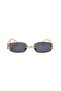 Women's Sunglasses Rectangular Gold Cream Frame Black Glass - 2