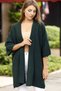 Folded Shawl Collar Wide Short Half Sleeve Long Pocketless Comfortable Loose Fit Seasonal Over-the-Knee Knitwear Cardigan - 3