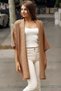 Folded Shawl Collar Wide Short Half Sleeve Long Pocketless Comfortable Loose Fit Seasonal Over-the-Knee Knitwear Cardigan