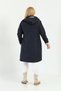 Water Resistant, Plus Size Trench Coat, Hooded Trench Coat, Bonded Fabric Plaid Trench Coat, Navy Blue - 5