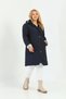 Water Resistant, Plus Size Trench Coat, Hooded Trench Coat, Bonded Fabric Plaid Trench Coat, Navy Blue - 3