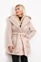 CREAM FLUFFY AND SPOON HOODED COAT WITH BUTTONS FRONT - 8