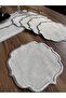 6 Pieces Premium Linen Fabric Edges Embroidery Coffee Side Cocktail Presentation Napkin - 3