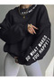Unisex Printed Oversize Sweatshirt Hoodie with Lettered Sleeves
