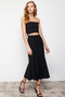 Black Midi Pleated Stretchy Knitted Skirt TWOSS24ET00037 - 3