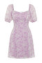 Lilac Floral Print A-Cut Chiffon Lined Mini Woven Dress TWOSS23EL00512 - 7