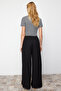 Siyah Wide Leg Fitilli Esnek Örme Pantolon TWOSS24PL00075 - 6