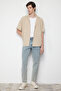 Taş Oversize Fit Yazlık Kısa Kollu Keten Görünümlü Gömlek TMNSS24GO00019 - 3