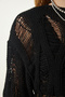 Women's Black Boat Neck Seasonal Openwork Knitwear Sweater MW00134 - 3