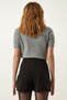 Women's Black Asymmetrical Detail Knitted Shorts Skirt UB00225 - 7
