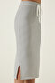 Women's White Fringed Slit Wrap Knitted Skirt FF00152 - 7