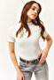 Women's White Baby Overlock Knitted Blouse BLZ-19002472 - 3