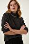 Women's Anthracite Pearl Detailed Turtleneck Knitted Blouse AH00159 - 4