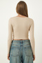 Women's Cream Cut Out Detailed Crop Blouse CE00091 - 5