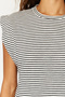 Çok Renkli %100 Pamuk Çizgili Vatka Görünümlü Basic Bisiklet Yaka Örme T-Shirt TWOSS20TS0021 - 4