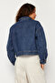 Koyu Mavi More Sustainable Cep Detaylı Denim Ceket TWOSS24CE00029 - 5