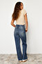 Koyu Mavi Paça Detaylı Yüksek Bel Wide Leg Jeans TWOSS24JE00149 - 6