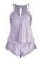Lila Dantelli İp Askılı Saten Şortlu Dokuma Pijama Takımı THMSS22PT0269 - 8