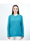 Women's Blue Knitwear V-Neck Winter Mom Flexible Sweater - 3