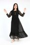 Young Girl Long Length Lace Guipure Embroidered Chiffon Hijab Dress - 4