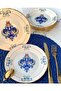 Elizabeth Gold Gilded 19 cm Porcelain Cream Retro 6-Piece Cake Plate Presentation Serving Set for 6 People - 2